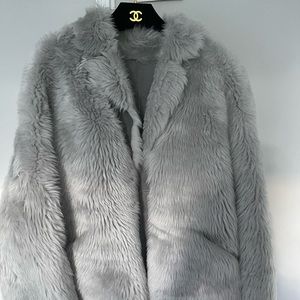 100% pelliccia di montone/lamb skin grey shearing coat